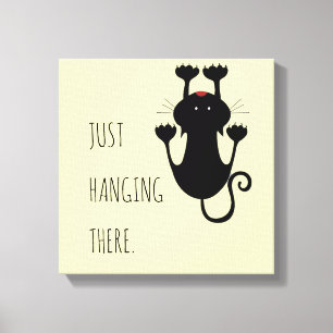Playful Black Cat Cartoon Joke for Pet Lovers Canvas Print