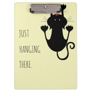 Playful Black Cat Cartoon Joke for Pet Lovers Clipboard