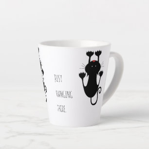 Playful Black Cat Cartoon Joke for Pet Lovers Latte Mug