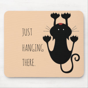 Playful Black Cat Cartoon Joke for Pet Lovers Mouse Pad