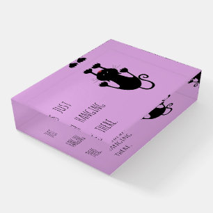 Playful Black Cat Cartoon Joke for Pet Lovers Paperweight