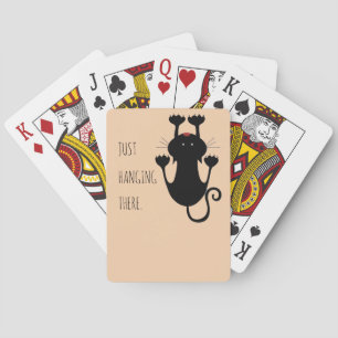 Playful Black Cat Cartoon Joke for Pet Lovers Poker Cards