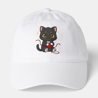 Playful Black Cat Chibi Design Hat