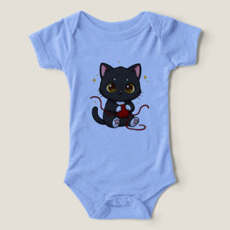 Playful Black Cat Chibi Design Infant T-shirt