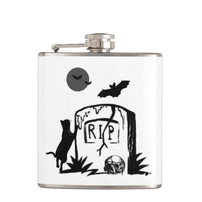 Playful Black Cat Flask (Front)