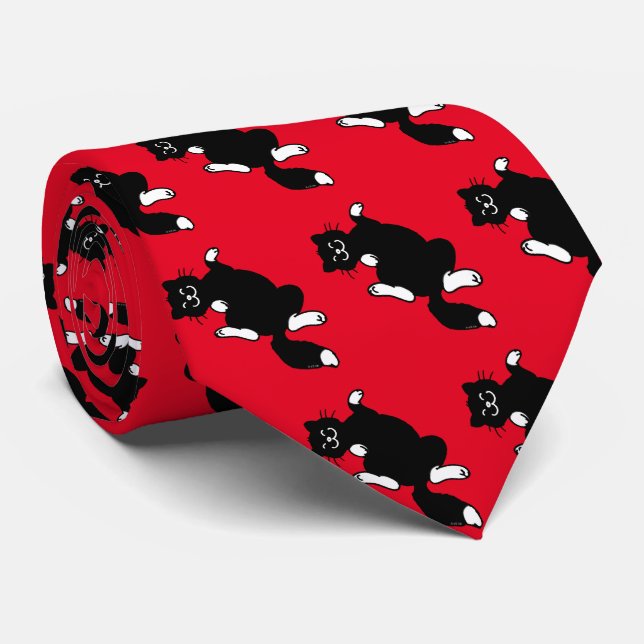 playful black cat pattern neck tie (Rolled)