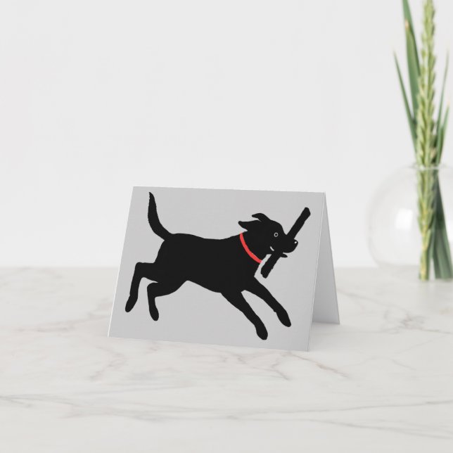 Playful Black Labrador Retriever | Cute Black Dog Card (Front)