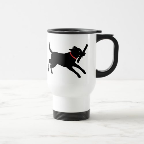 Playful Black Labrador Retriever  Cute Dog Travel Mug