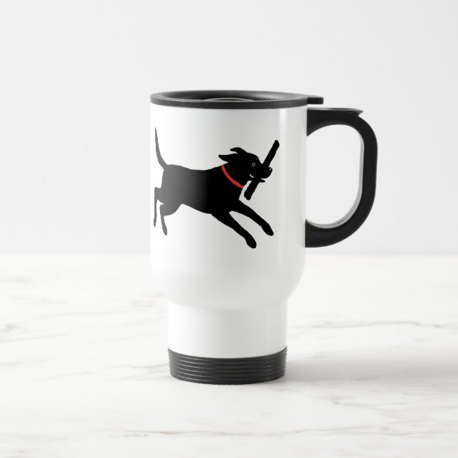 Playful Black Labrador Retriever | Cute Dog Travel Mug (Right)