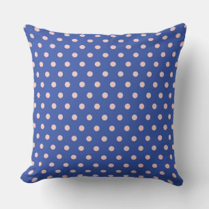 Playful Blue and Pink Polka Dot Pattern Throw Pillow