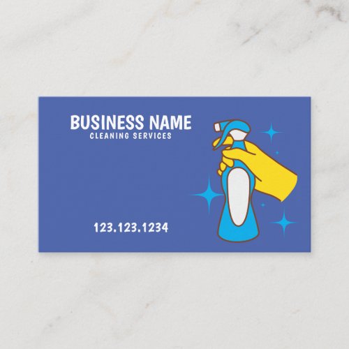 Playful Blue and White Sprayer House Cleaning Business Card