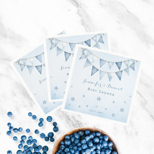 Playful Blue Baby Shower Stars Pennant Garland Napkins