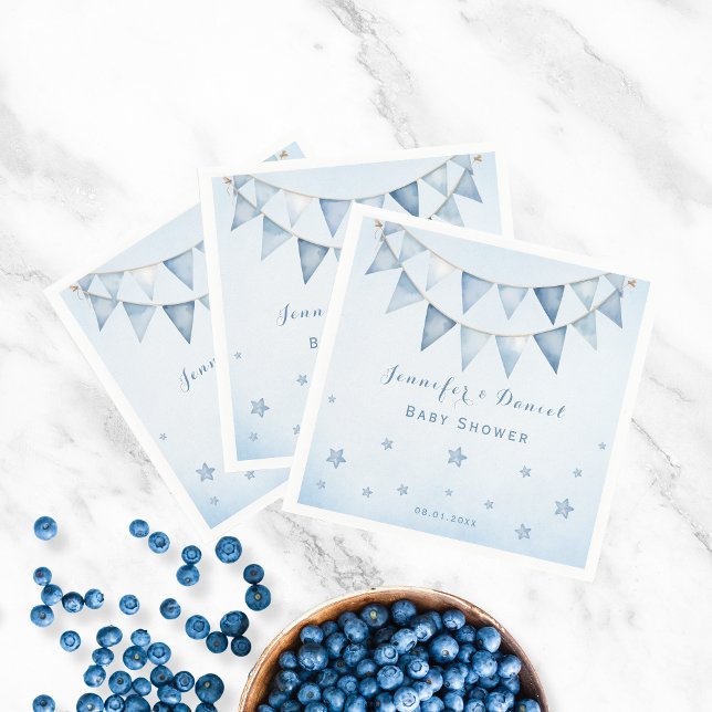 Playful Blue Baby Shower Stars Pennant Garland Napkins (Creator Uploaded)
