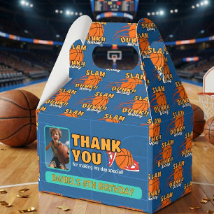 Playful Blue Basketball Birthday Thank You Kids Favor Boxes