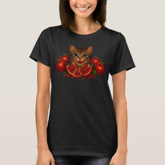 Playful Blue-Eyed Cat with Pomegranates T-Shirt