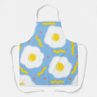 Playful Blue Fried Egg Pattern Apron
