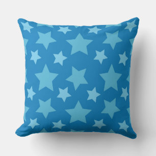 Playful Blue Star Pattern for Cheerful Design Throw Pillow