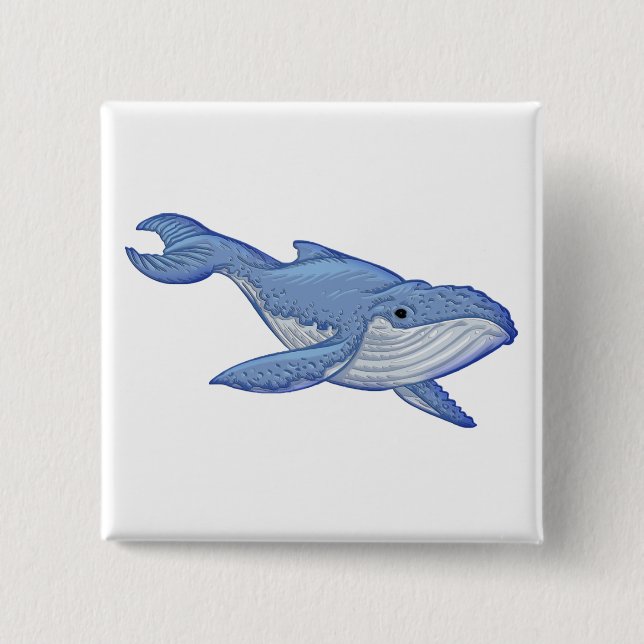 Playful Blue Whale Pinback Button (Front)