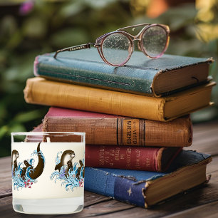 Playful Blue Whimsical River Otter Splash Cute Scented Candle