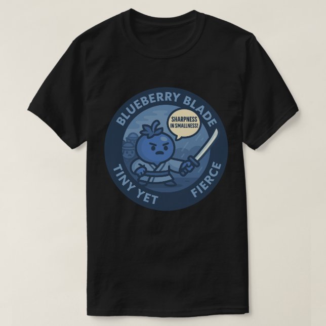 Playful Blueberry Samurai Power  T-Shirt (Design Front)