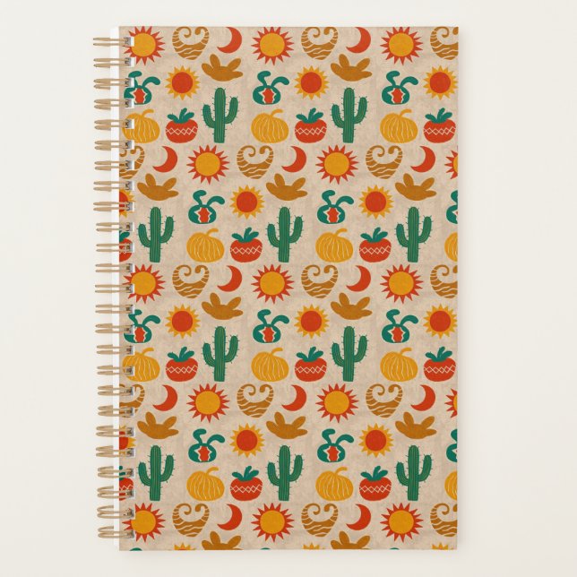 Playful Bohemian Patterns Hand-drawn suns, moons Planner (Front)