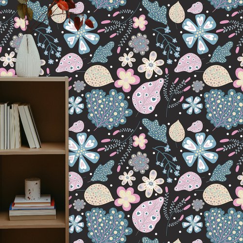 Playful Boho Folk Art Pastel Florals and Leaves