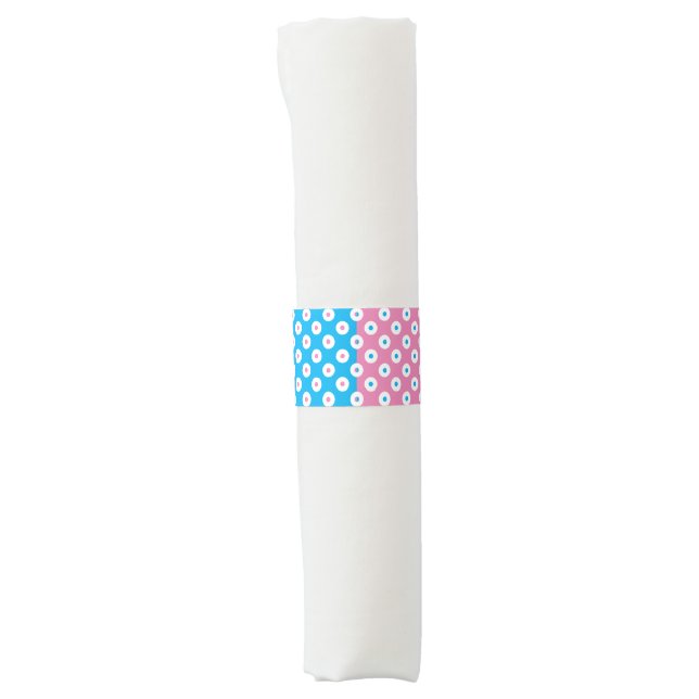 Playful Bold Blue and Pink Polka-Dotted Napkin Bands (Front)