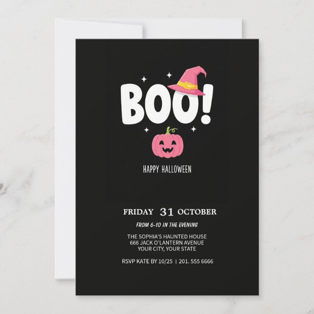 Playful BOO! Halloween Party Invite (Front)
