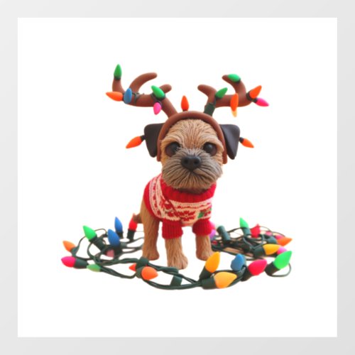 Playful Border Terrier helping with the Christmas  Wall Decal