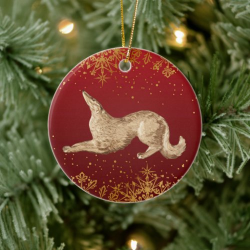 Playful Borzoi Christmas Ornament