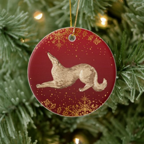 Playful Borzoi Ornament