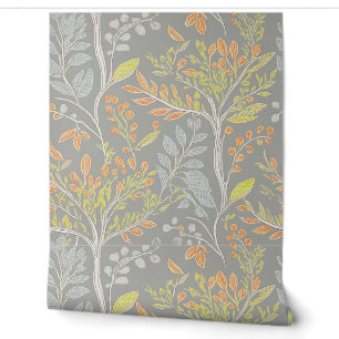 Playful Botanical On Light Gray Bright) Wallpaper