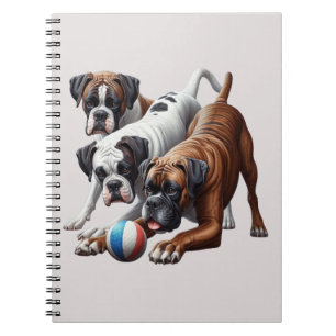 Playful Boxer Dogs and Ball: Fun in Every Fetch! Notebook
