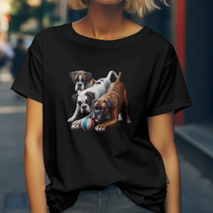 Playful Boxer Dogs and Ball T-Shirt