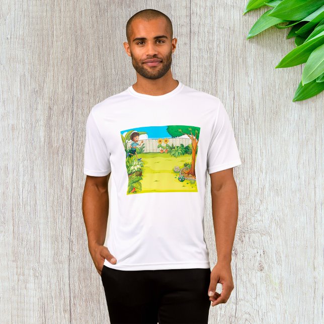 Playful Boy Running in a Lush Green Backyard  T-Shirt (Creator Uploaded)