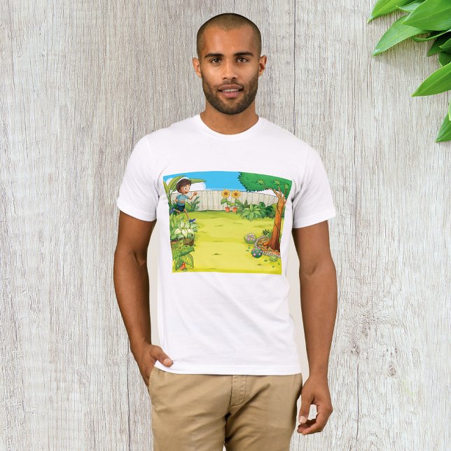Playful Boy Running in a Lush Green Backyard  T-Shirt (Creator Uploaded)