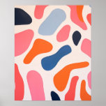 Playful Bright Spots Pink Orange And Blue Abstract Poster at Zazzle