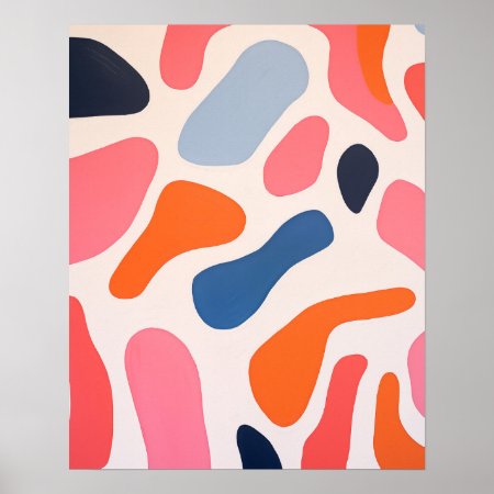 Playful Bright Spots Pink Orange And Blue Abstract Poster