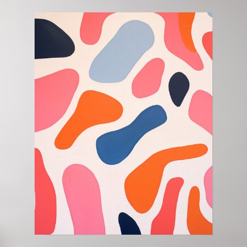 Playful bright spots Pink Orange and Blue Abstract Poster