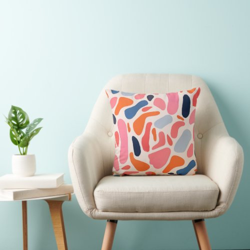 Playful bright spots Pink Orange and Blue Abstract Throw Pillow