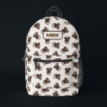 Playful brown and cream pug dog with name printed backpack<br><div class="desc">Playful brown and cream pug dog with name,  great for any pug dog lover</div>