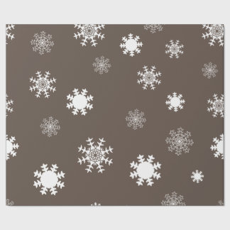 Playful Brown Toned Grey Monochromatic Snow Flakes Wrapping Paper