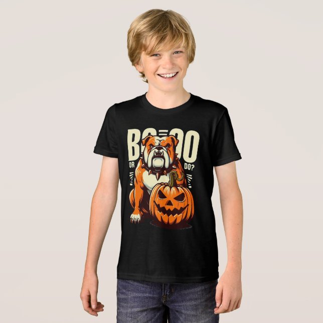 Playful Bulldog Pop Art: Boo or Bulldog?  Tri-Blend Shirt (Front Full)