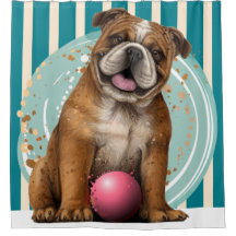 Playful Bulldog Shower Curtain