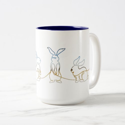 Playful Bunnies Easter Two_Tone Coffee Mug