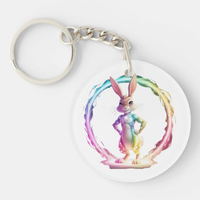 Playful Bunny Bliss Keychain (Front)