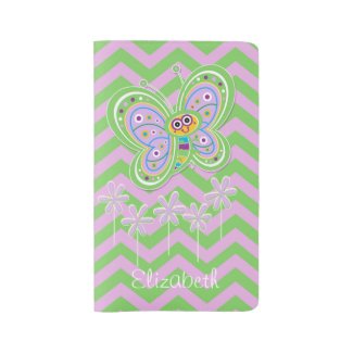 Playful Butterfly With Flowers and Zig Zags
