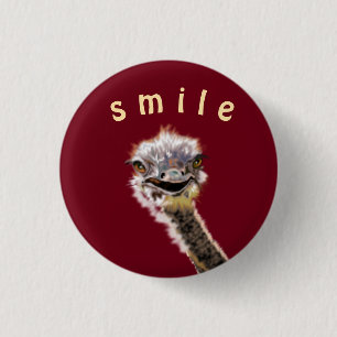 Playful Button Happy Ostrich - Smile