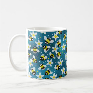 Playful Buzzing Bees (Denim Blue) Coffee Mug