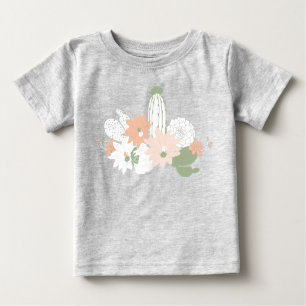 Playful Cacti Cactus Peach Green Floral Motifs Baby T-Shirt
